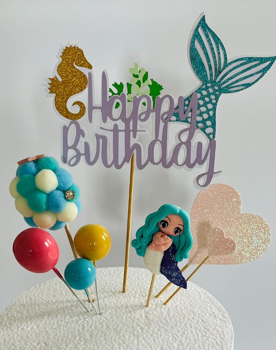 Luna Balunas Zeemeermin Happy Birthday Taart Topper | Cake decoratie Meisje